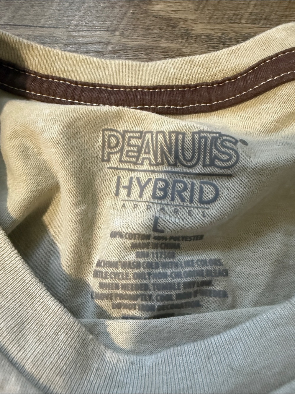 Peanuts Hybrid Beige and Brown Logo Tee - Picture 2 of 3